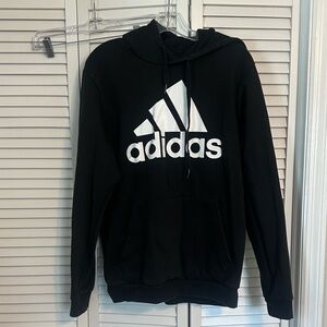 Adidas Men's Black and White Logo Hoodie